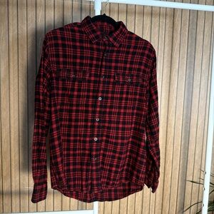 George Women's Red and Black Plaid Button Down Shirt